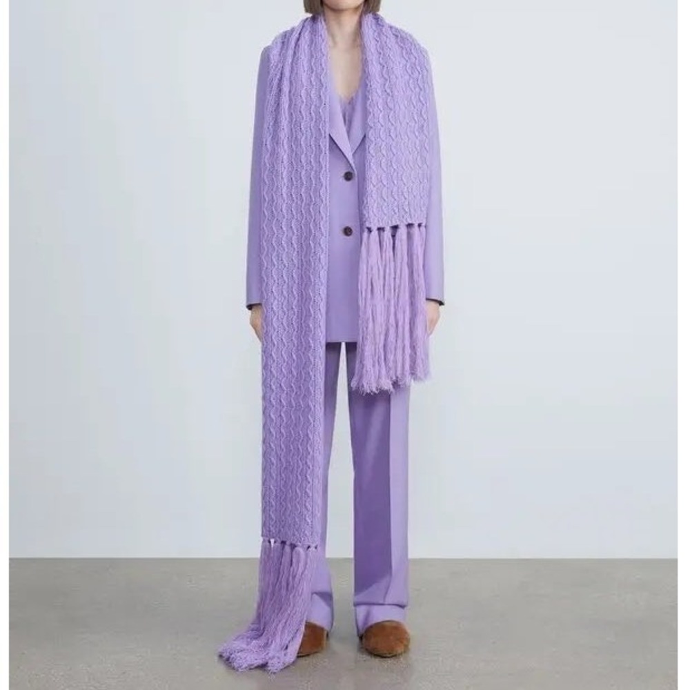 Lafayette 148 New York Oversized Cashmere Lilac Purple Scarf Long Luxury‎